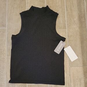 Athleta Renew Seemless Mock Neck Black Ribbed Tank Top